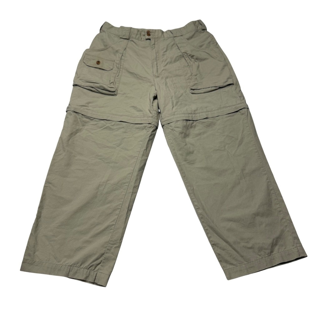Cabelas Mens Size 38 Convertible Cargo Pants Khaki Cotton Zip Off Utility Hiking